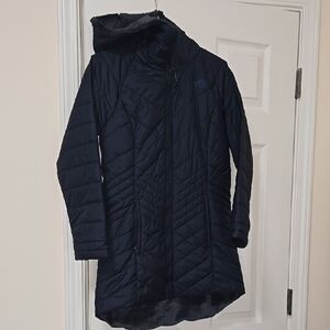 The North Face Women's Navy Quilted AND Reversiable Lined Hooded Jacket